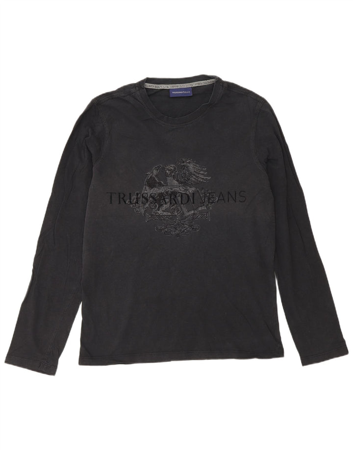 Trussardi Jeans Haut graphique à manches longues pour hommes, petit noir