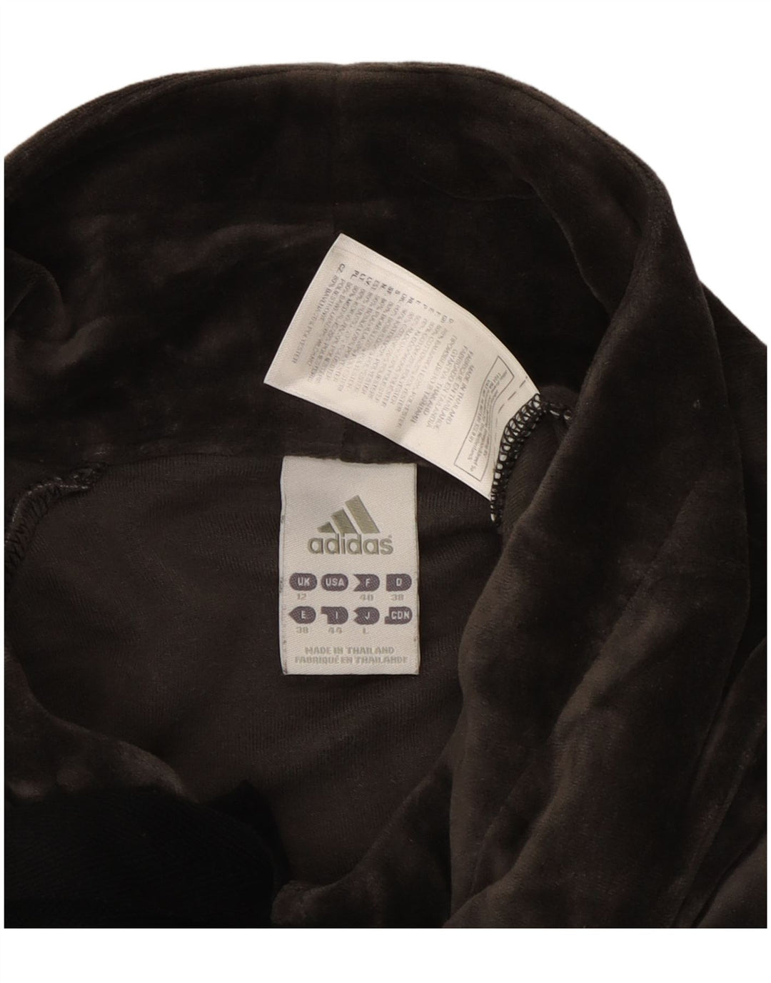 ADIDAS Veste de survêtement en velours pour femme UK 12 Gris moyen Coton