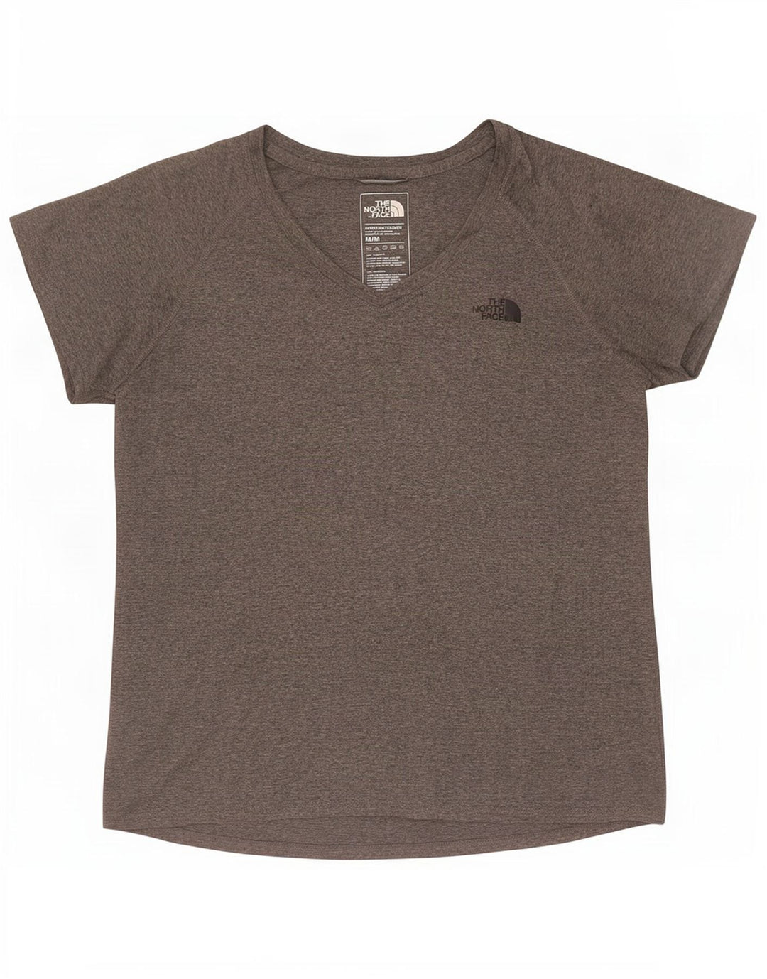 The North Face T-Shirt Femme Top UK 12 Gris Moyen Polyester Moucheté