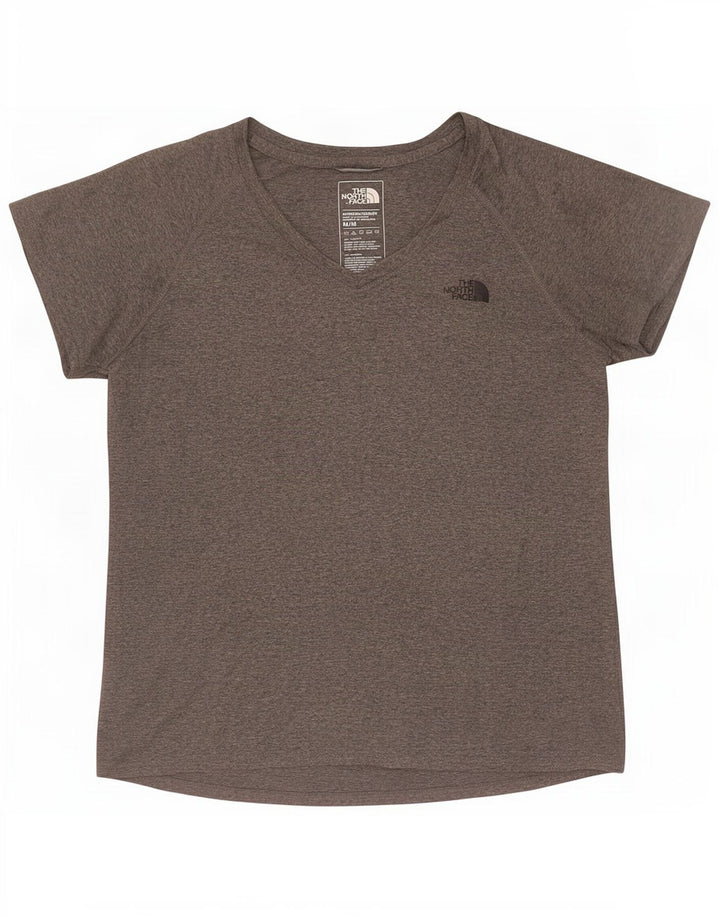 The North Face T-Shirt Femme Top UK 12 Gris Moyen Polyester Moucheté