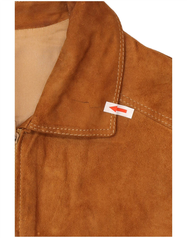 Veste Bomber En Daim Vintage Homme IT 48 Marron Moyen