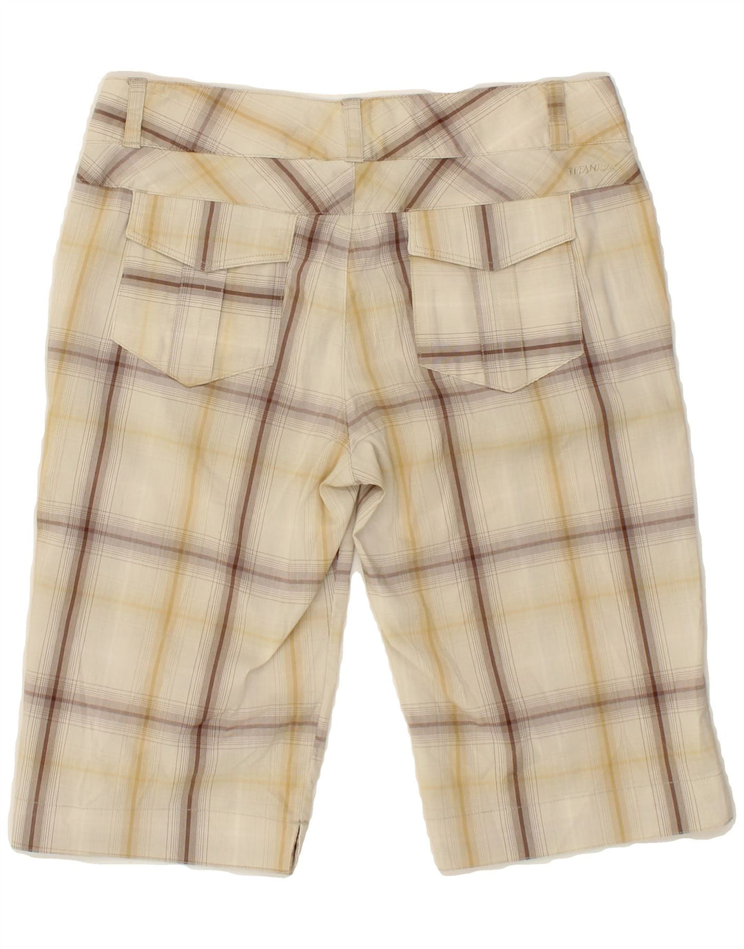 COLUMBIA Womens Bermuda Shorts US 4 Small W28 Beige Check Cotton Vintage Columbia and Second-Hand Columbia from Messina Hembry 