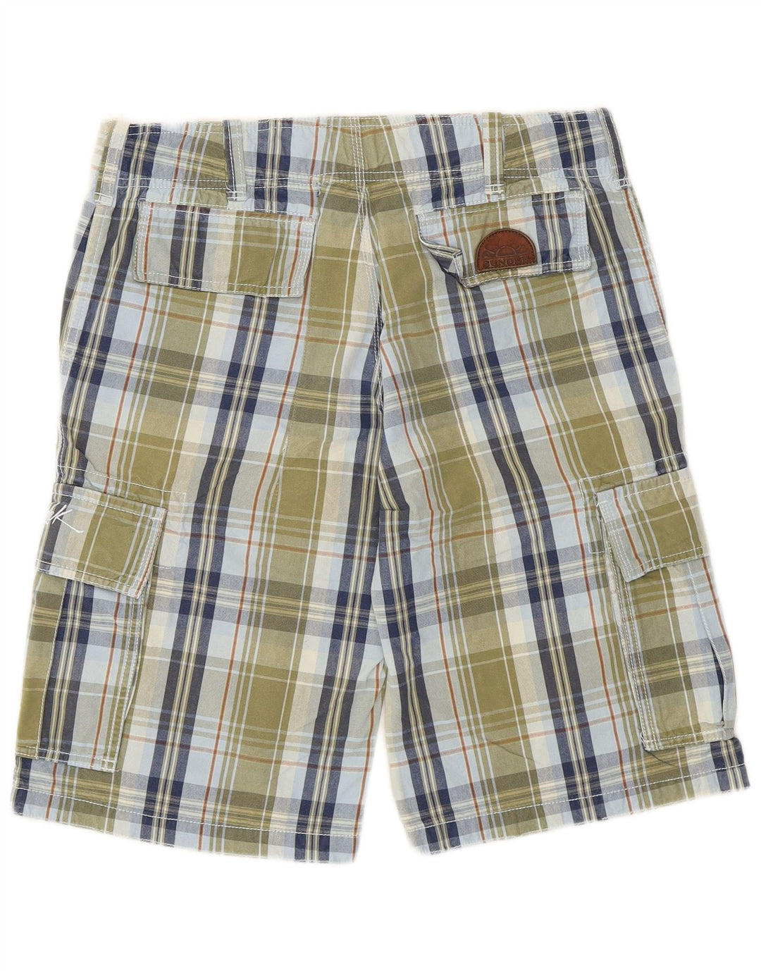 Sundek Short cargo pour homme W32 en coton à carreaux kaki moyen