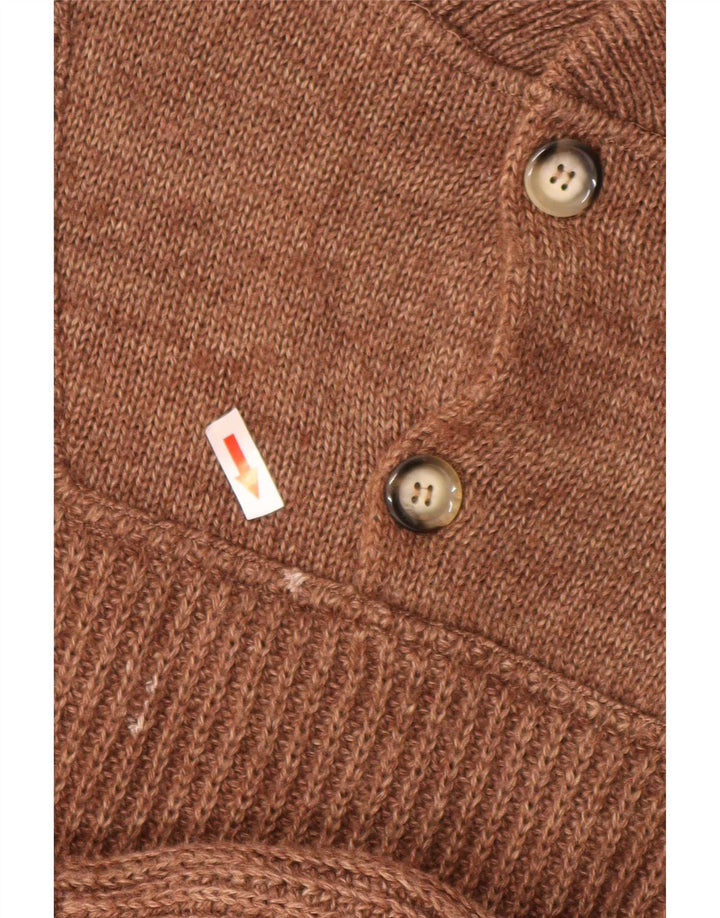 Ivy Oxford Pull à col boutonné pour homme en laine marron Taille L