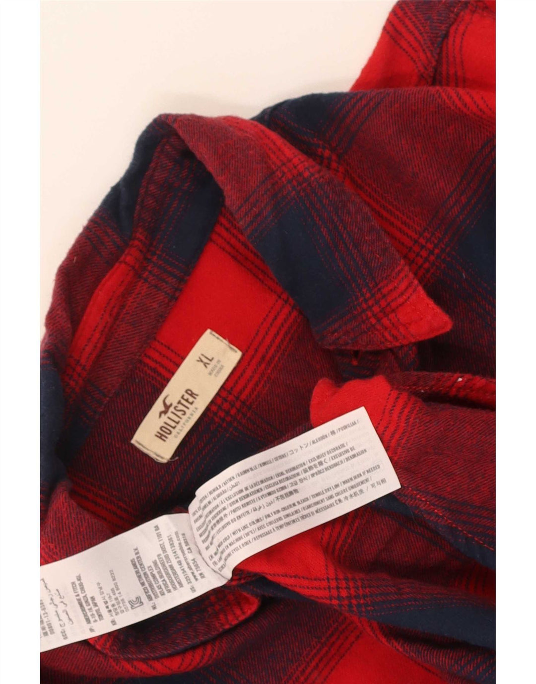 Hollister Chemise en flanelle XL pour homme Rouge à carreaux en coton