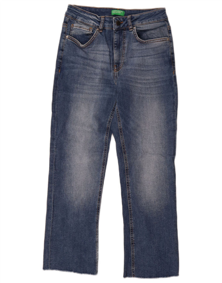 Benetton Jean Droit Femme W28 L28 Bleu Coton