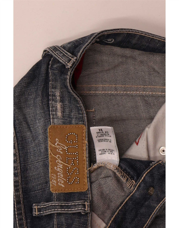 Guess Jean Slim Déchiré Femme W24 L34 Bleu Coton