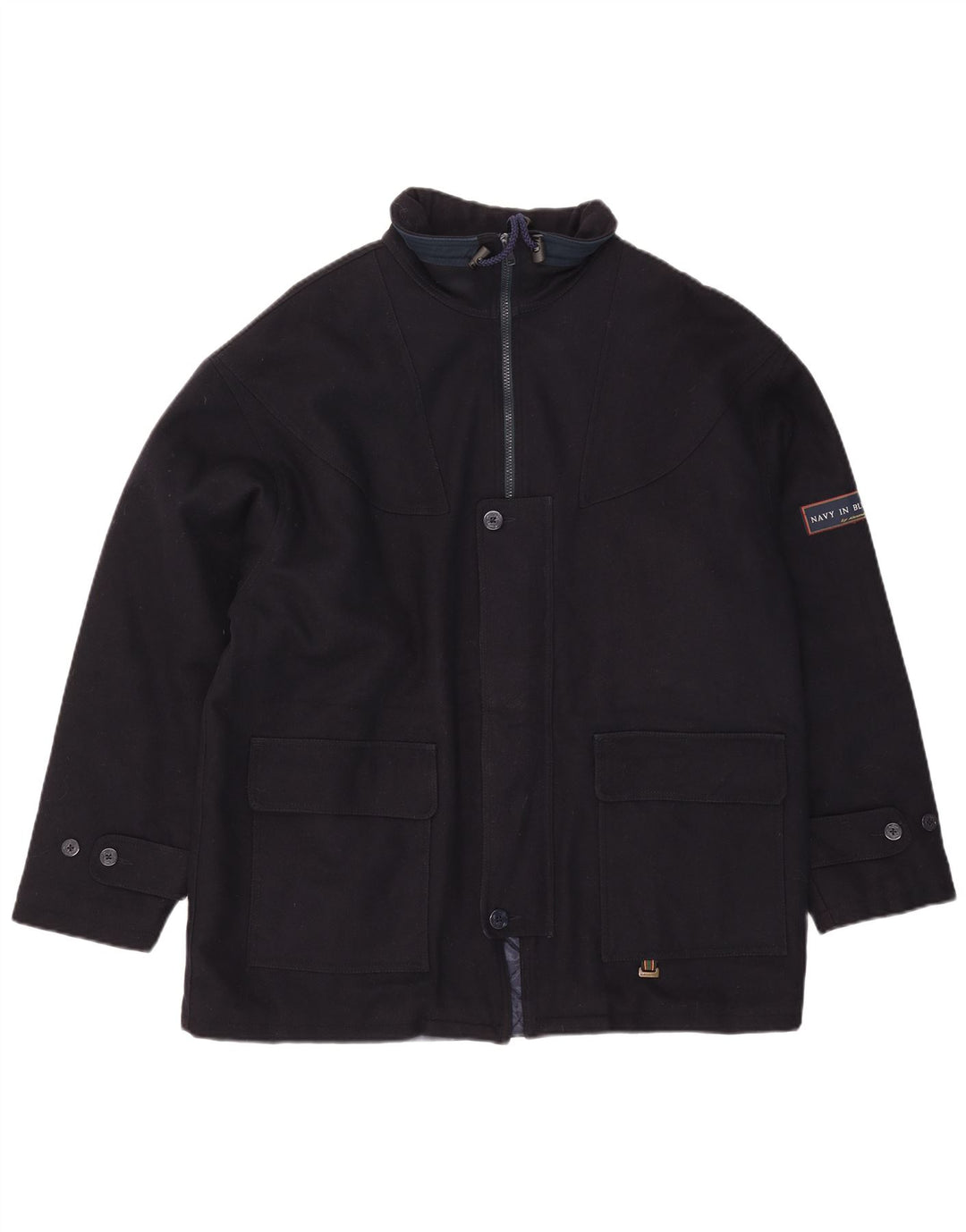 Alexander's Manteau coupe-vent coupe ample pour homme UK 38 en laine bleu marine moyen
