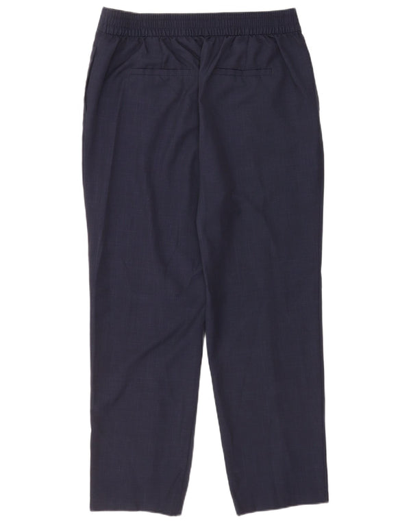 Marks & Spencer Pantalon Chino Femme UK 14 Large W32 L27 Bleu Marine à Carreaux