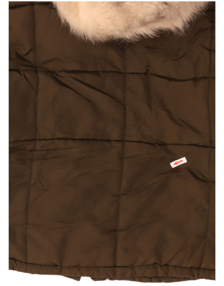 TOPSHOP Veste matelassée Sherpa surdimensionnée pour femme UK 12 Kaki moyen