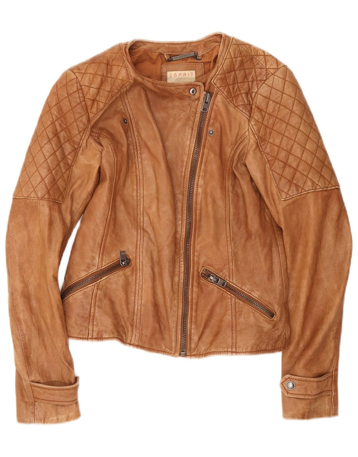 Esprit Veste en cuir pour femme UK 10 Petit cuir marron