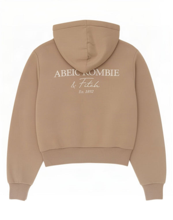 Abercrombie & Fitch Pull à capuche zippé graphique pour femme UK 6 XS Beige