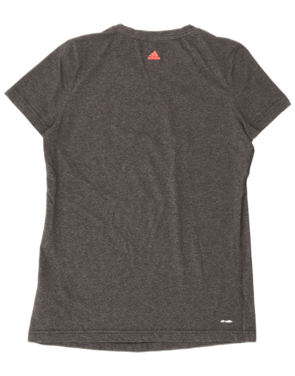 Adidas Climalite Graphic T-Shirt Top UK 16/18 Large Gris Coton
