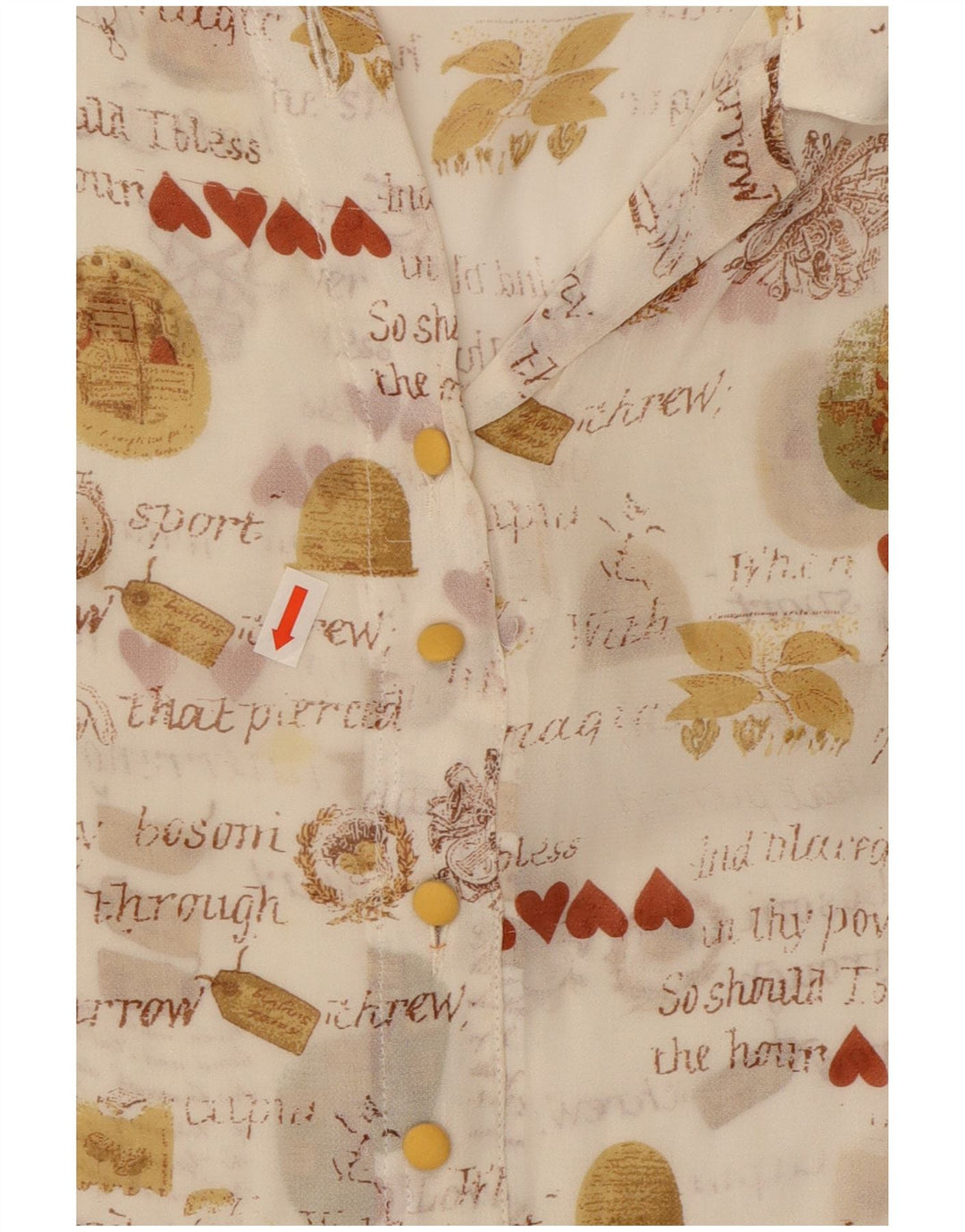 vintage Femmes Graphique Chemise À Manches Courtes Blouse UK 12 Moyen Blanc