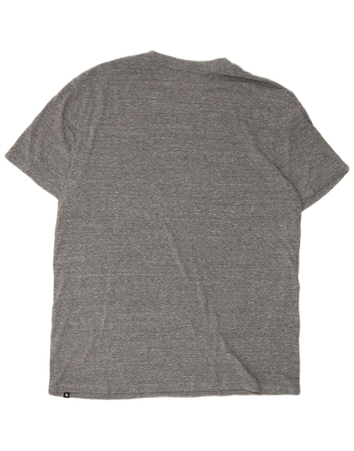 Hurley Mens Graphic T-Shirt Top Large Gris Moucheté Polyester