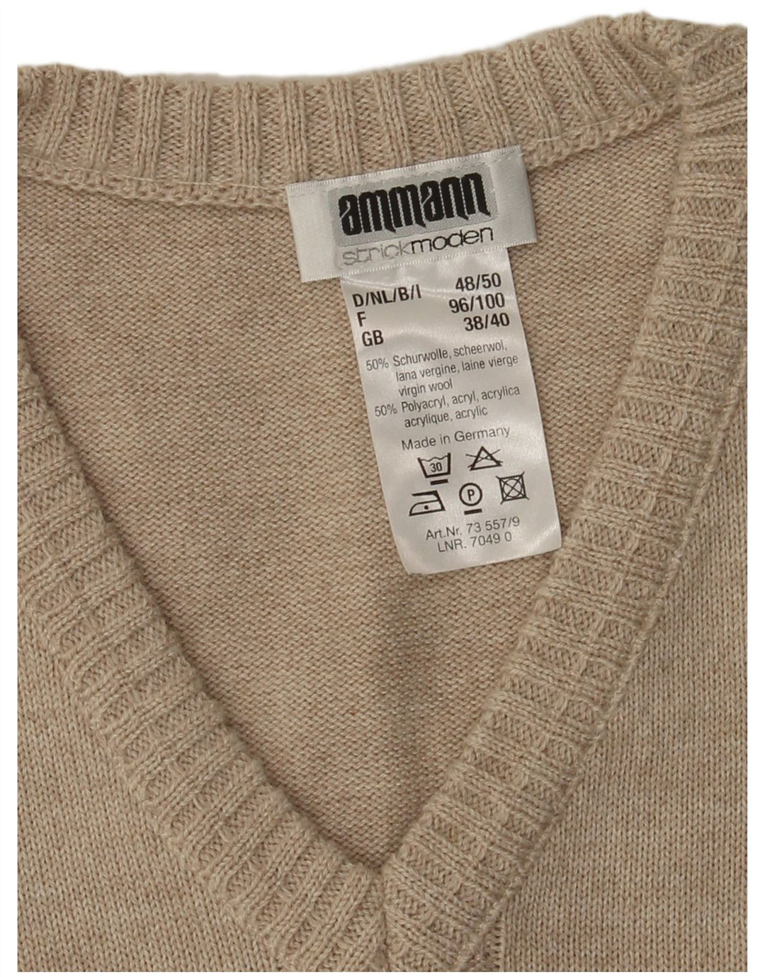 Strickmoden Gilet Débardeur Homme UK 38/40 Polyacrylique Géométrique Beige Moyen