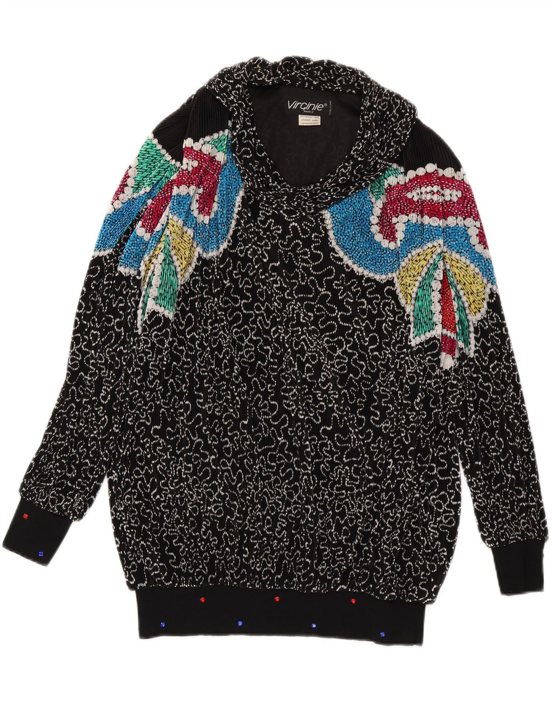 VIRGINIE Pull surdimensionné à col en V pour femme UK 18 XL Noir