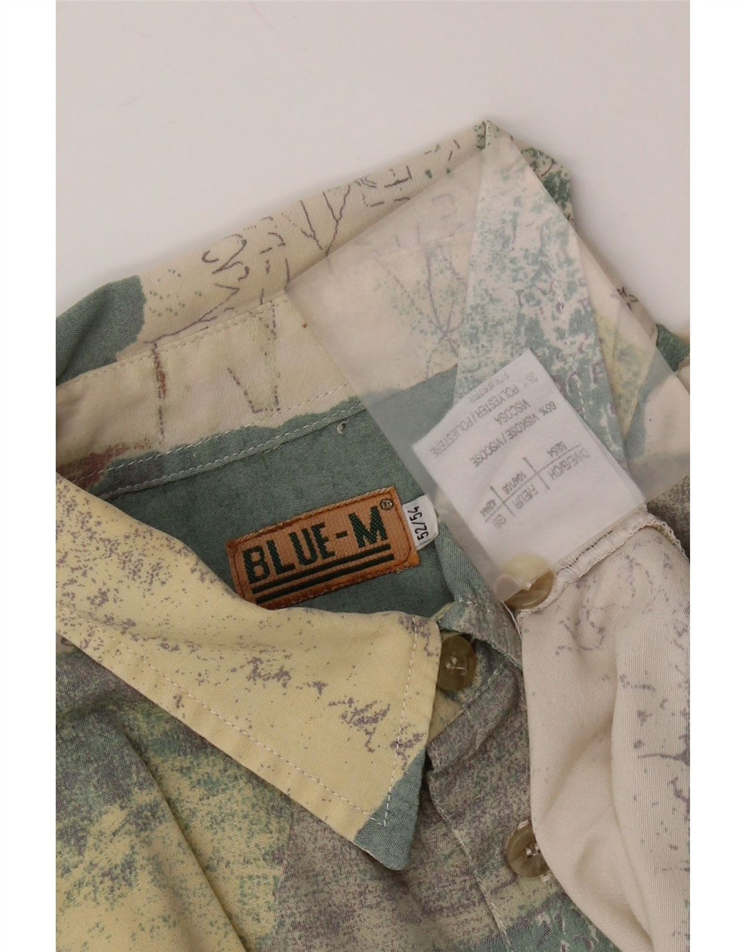 vintage Homme Motif Abstrait Pull Chemise IT 52/54 Grande Viscose Verte