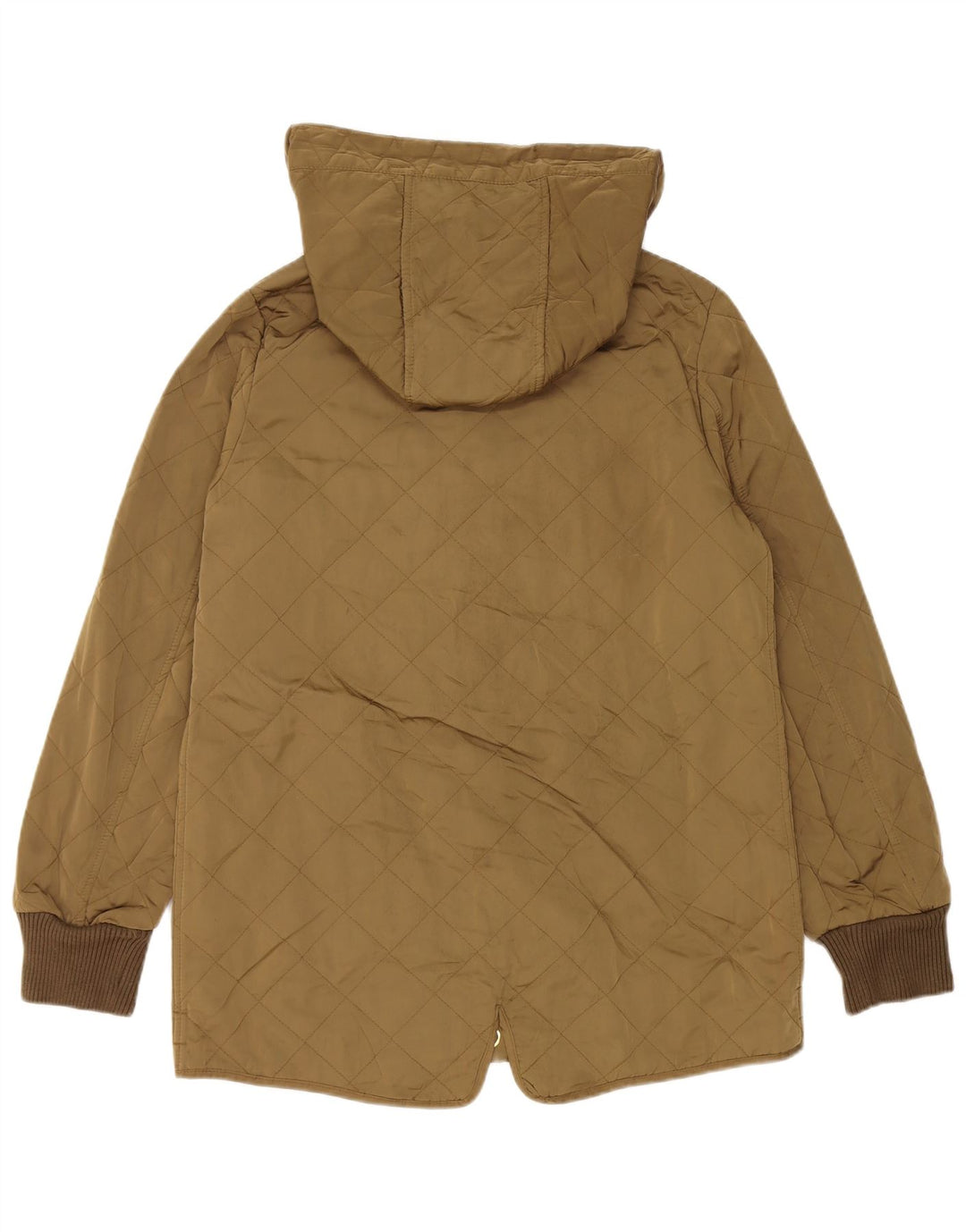 ZARA Veste matelassée à capuche pour femme UK 14 Medium Kaki Polyester