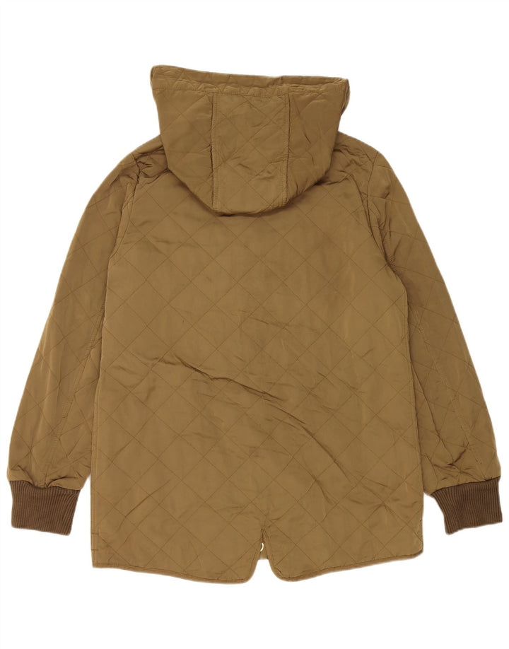ZARA Veste matelassée à capuche pour femme UK 14 Medium Kaki Polyester