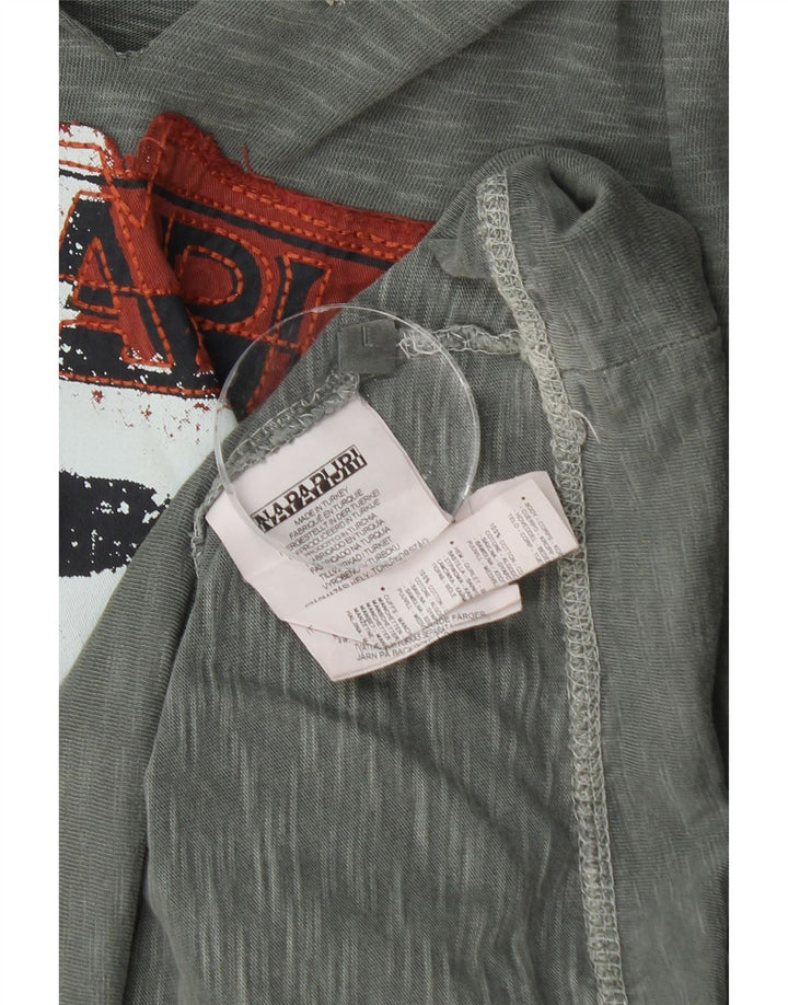 NAPAPIJRI Haut graphique à capuche pour homme à manches longues en coton moucheté gris