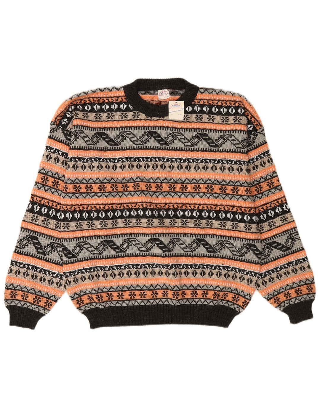 VINTAGE Pull ras du cou pour femme UK 16 Grand Multicolore