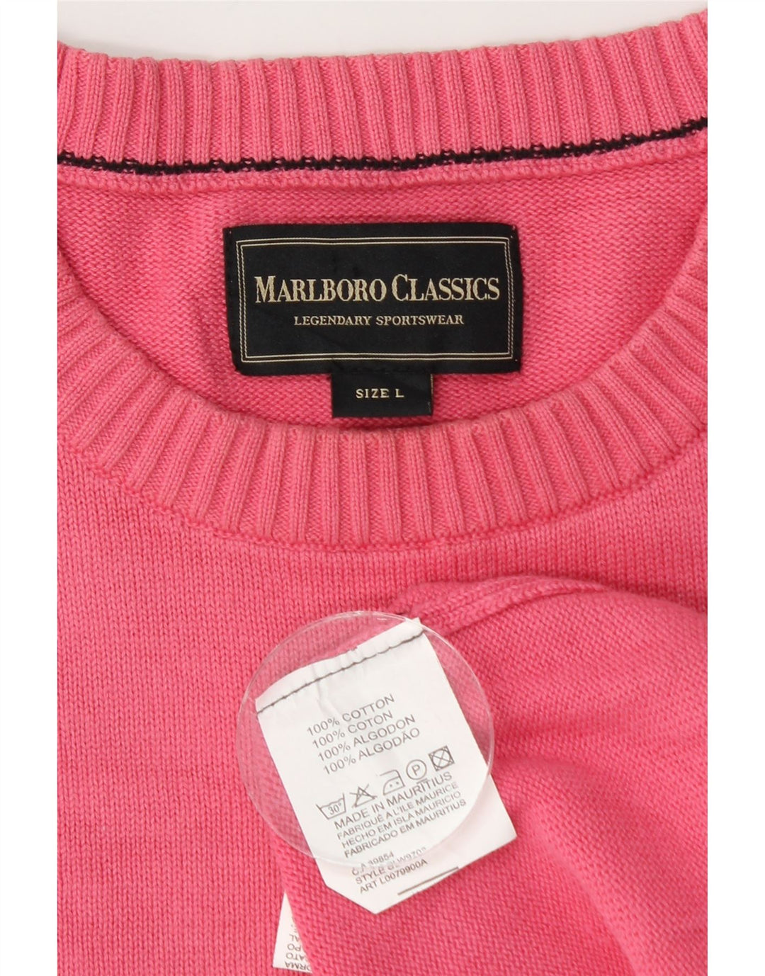 Marlboro Classics Pull à col rond pour homme en coton rose Taille L