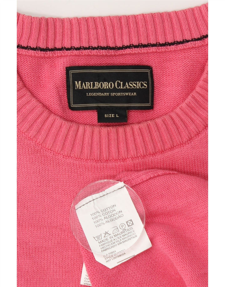 Marlboro Classics Pull à col rond pour homme en coton rose Taille L