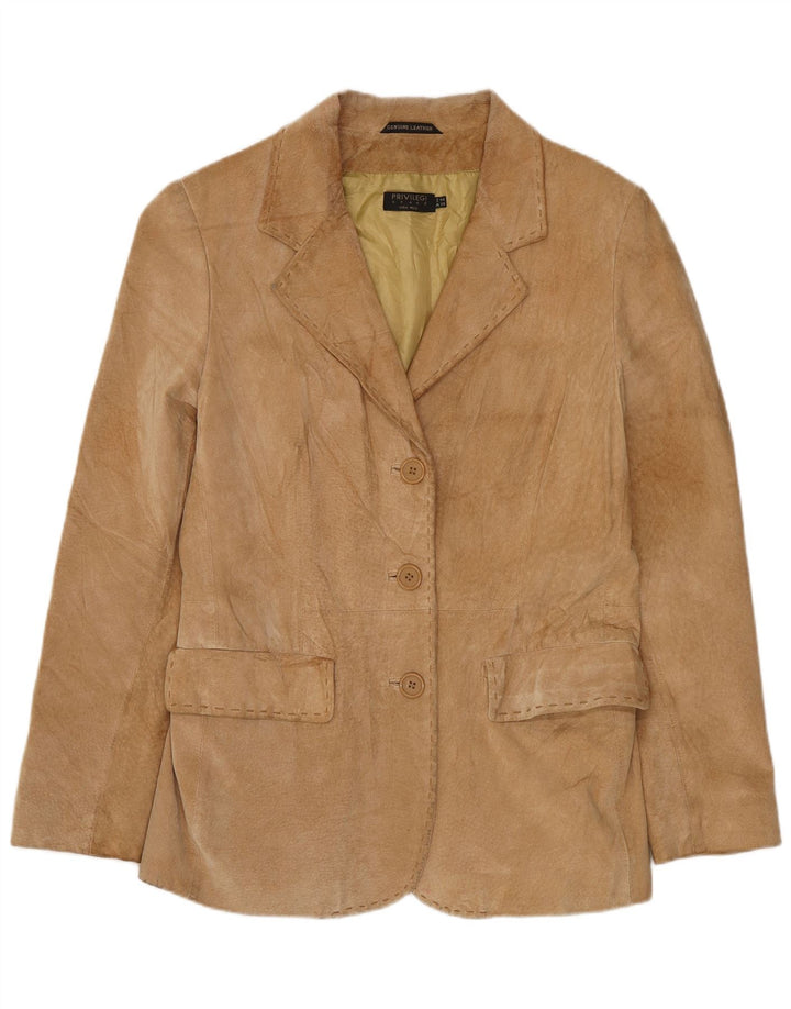 Privilegi Veste blazer en daim à 3 boutons pour femme IT 44 Cuir marron moyen