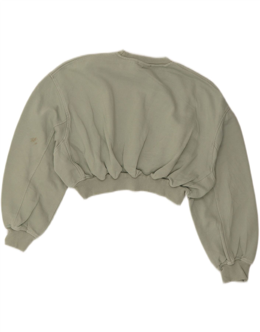 ZARA Femme Sweat-shirt court à manches 3/4 UK 14 Coton vert moyen