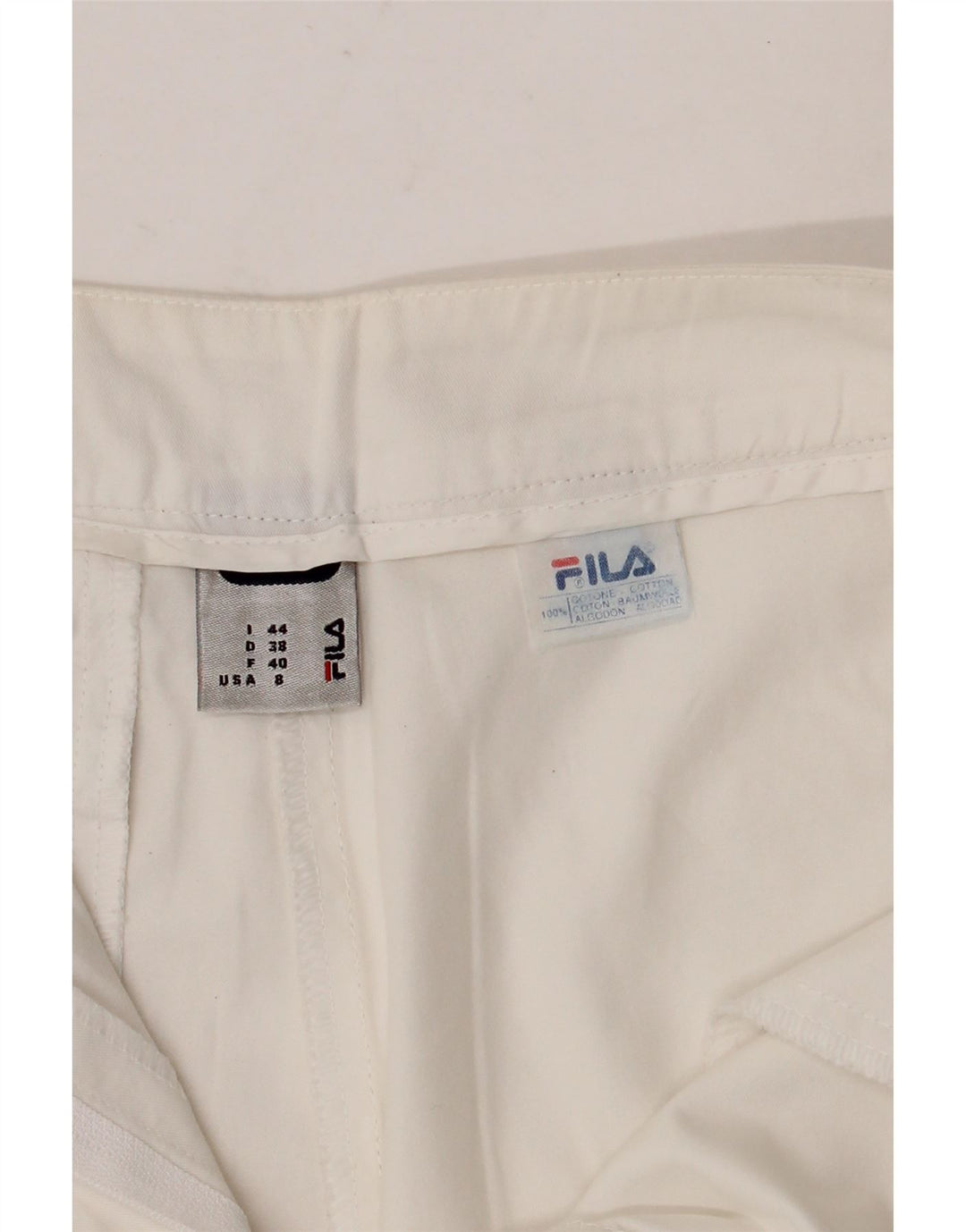FILA Short Chino Femme IT 44 Medium W30 Blanc Coton