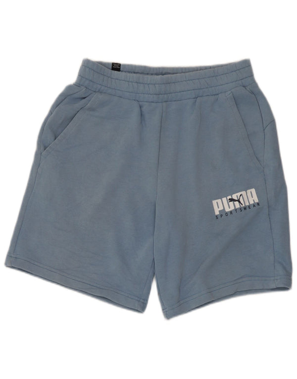 Puma Short de sport graphique pour femme UK 8 Small Bleu Coton