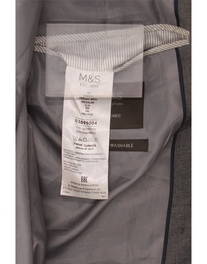 Marks & Spencer Veste blazer sur mesure à 2 boutons pour homme UK 40 Gris moyen
