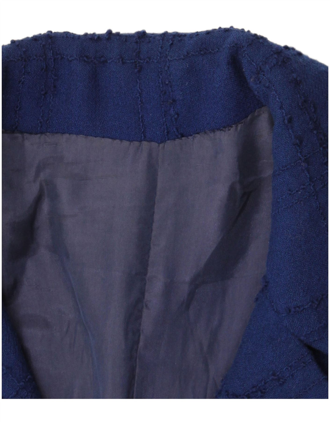 vintage Womens Overcoat UK 10 Petit chèque bleu marine