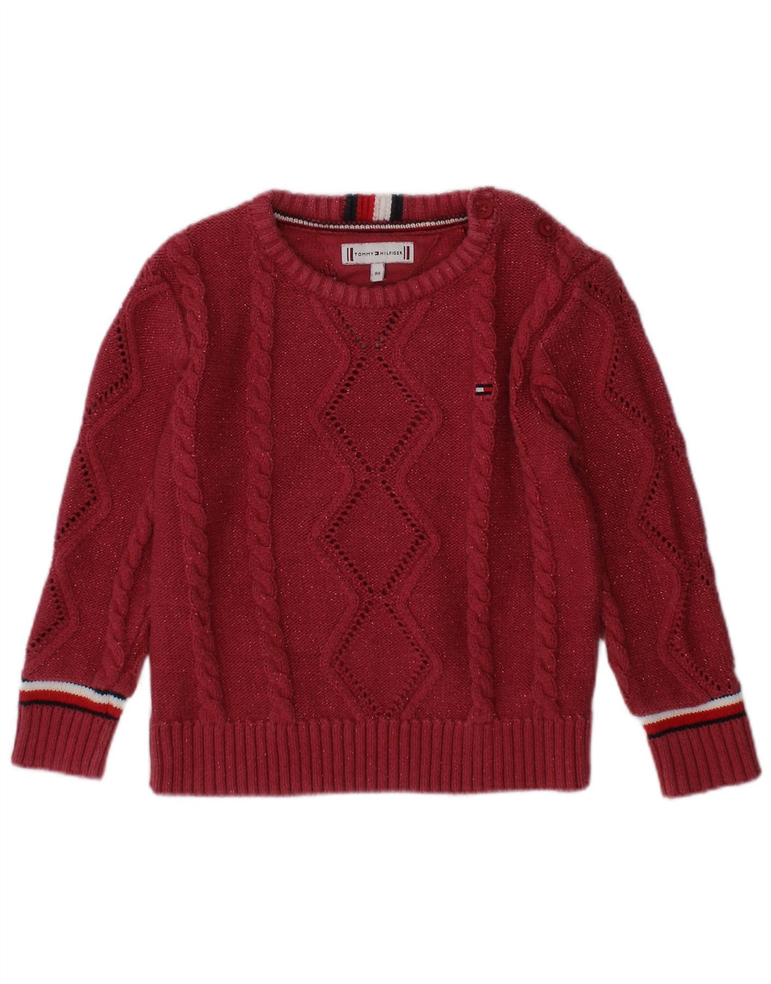 TOMMY HILFIGER Pull à col bateau pour bébé fille 12-18 mois Bordeaux