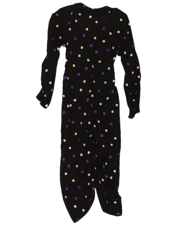 Funky Robe moulante à manches longues pour femme UK 10 Petit Noir Géométrique