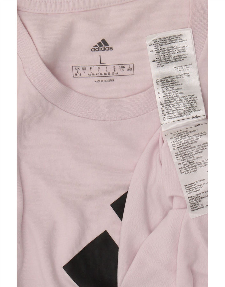 ADIDAS T-shirt graphique pour femme UK 16/18 Grand coton rose