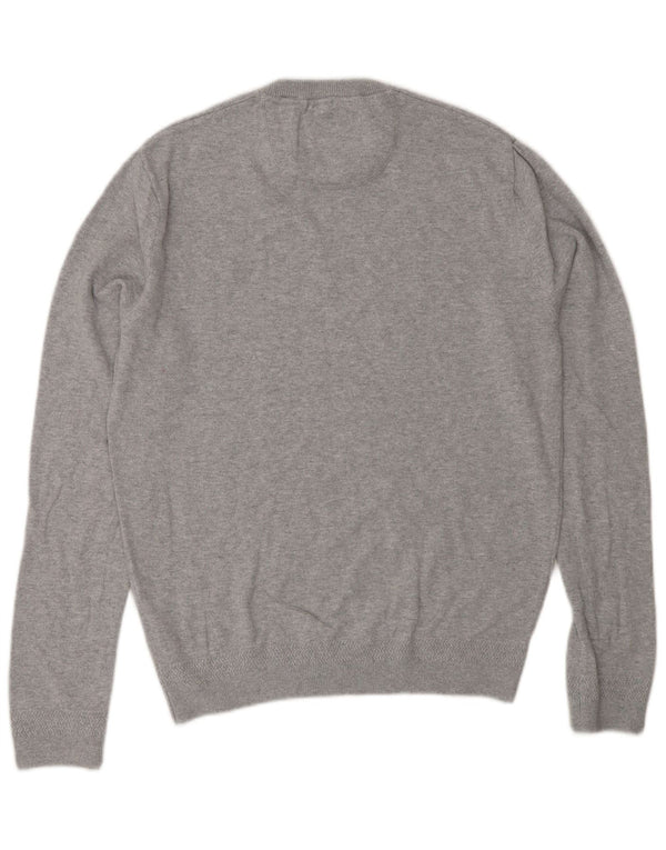 Jack Wills Pull à col rond pour femme UK 14 Gris moyen en coton moucheté