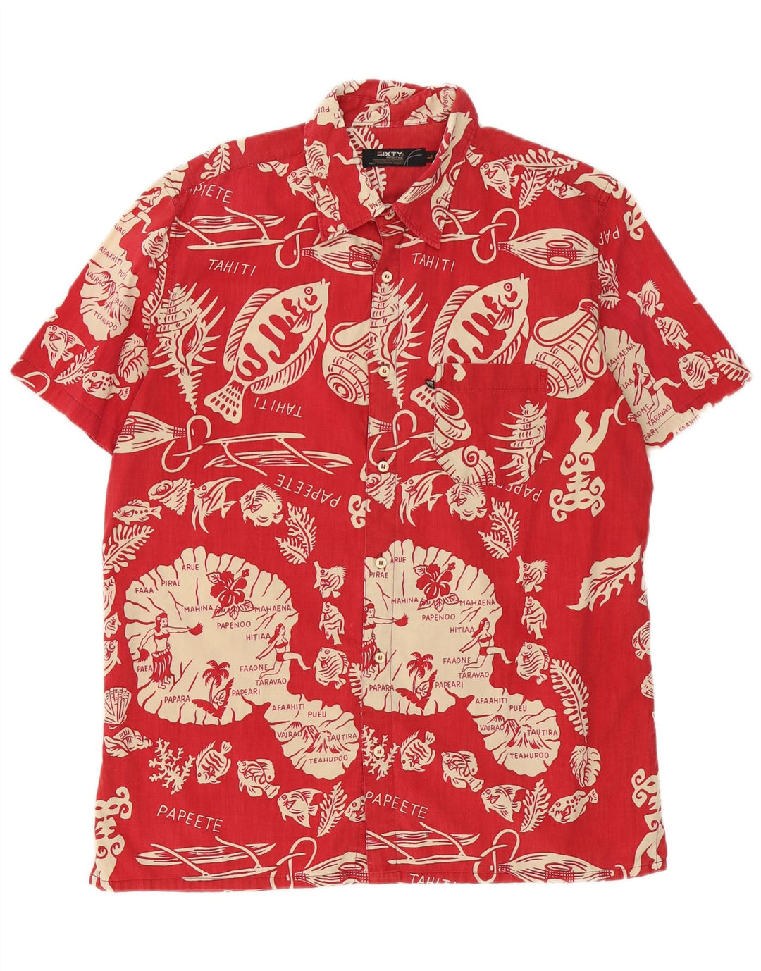 Chemise à manches courtes pour hommes Sixty Grand coton floral rouge