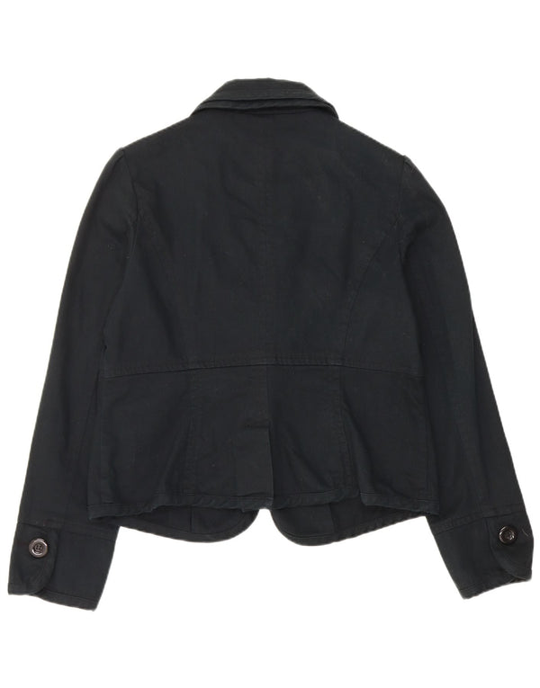 Monsoon Veste Blazer 1 Bouton Femme UK 16 Large Bleu Marine Coton