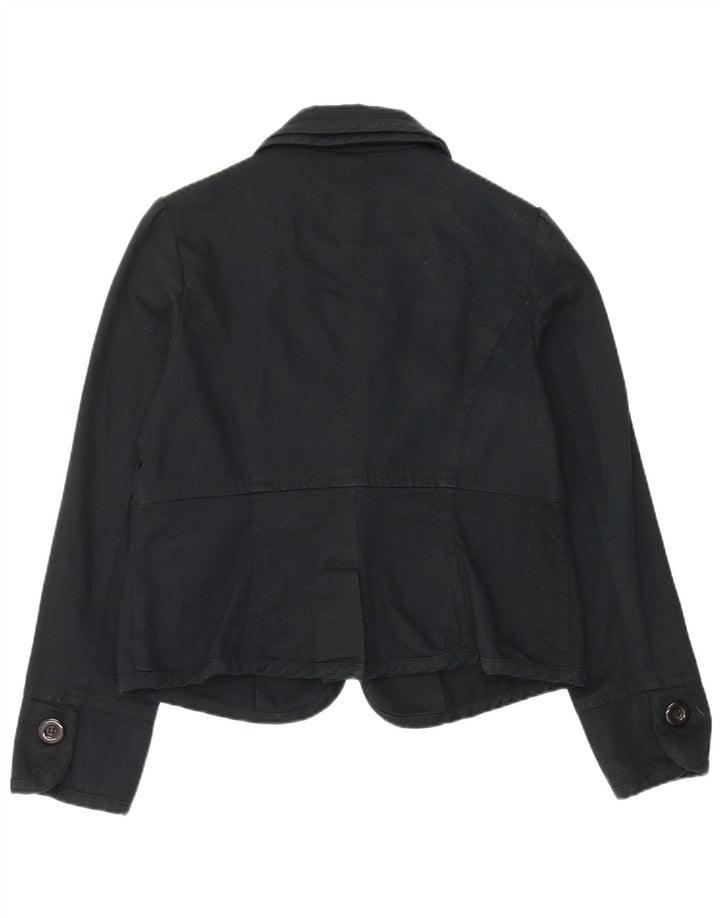 Monsoon Veste Blazer 1 Bouton Femme UK 16 Large Bleu Marine Coton