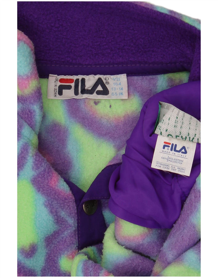 Fila Pull Polaire à Col Boutonné Garçon 13-14 ans Vert Géométrique Polyester