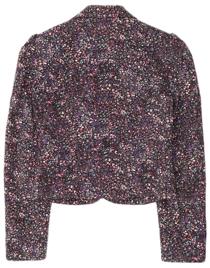 Monsoon Veste blazer courte à 1 bouton pour femme UK 8 Petit motif floral multicolore