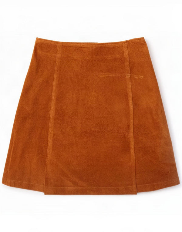 Vintage Mini-jupe en daim pour femme Small W26 Beige
