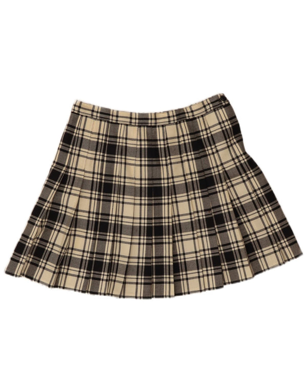 VINTAGE Mini jupe femme W30 laine vierge à carreaux blanc cassé moyen