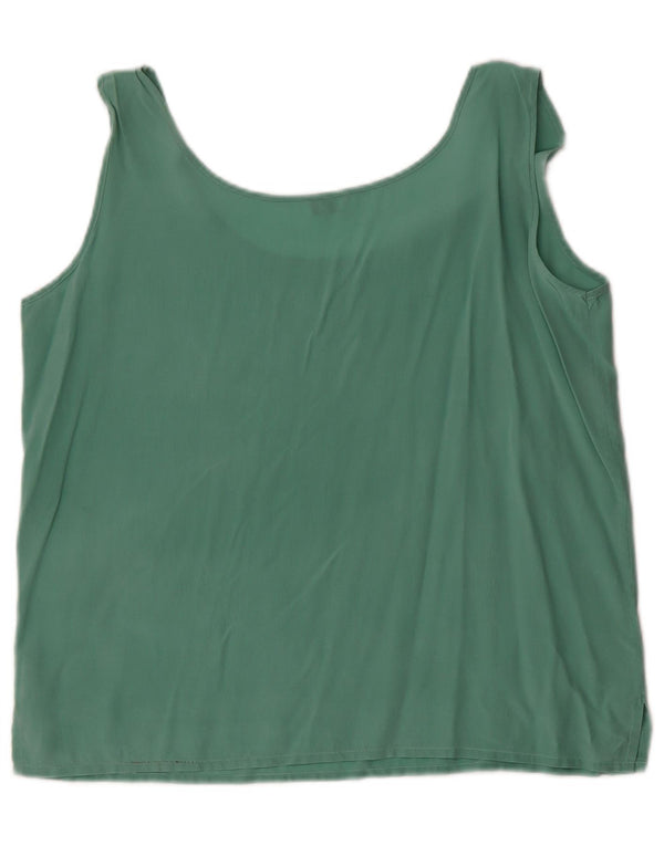 vintage Femme Blouse Sans Manches Top IT 44 Soie Vert Moyen