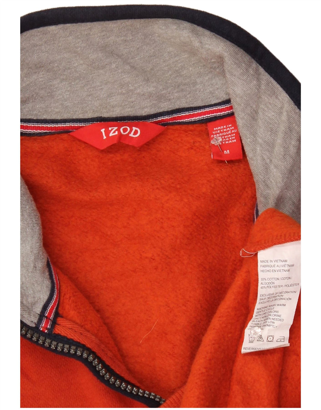 IZOD Sweat-shirt col zippé pour homme en coton color block orange moyen