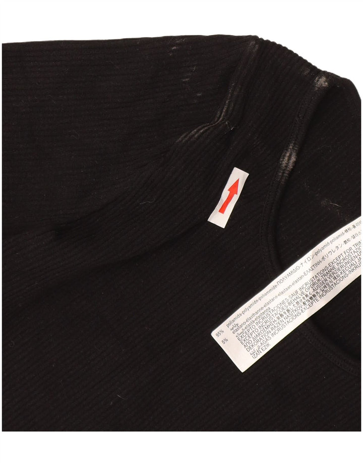 Zara Femme Crop Top Manches Longues UK 4 XS Noir Polyamide