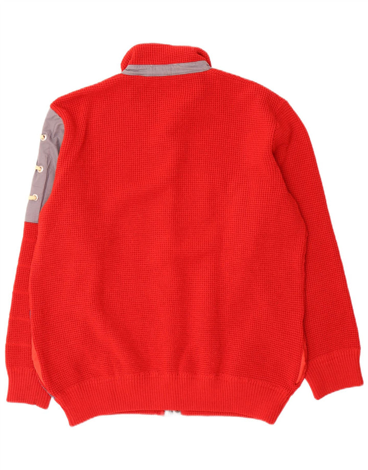 Azzurra Pull Cardigan Coupe Régulière pour Homme Large Rouge Colorblock