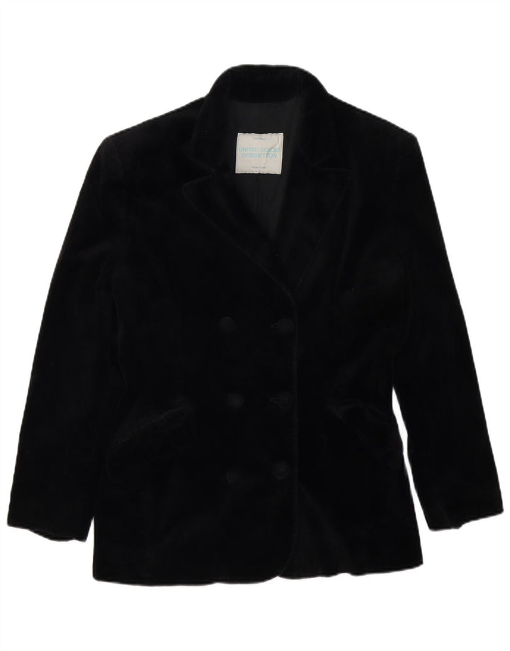 BENETTON Veste blazer croisée en velours pour femme IT 44 Noir moyen